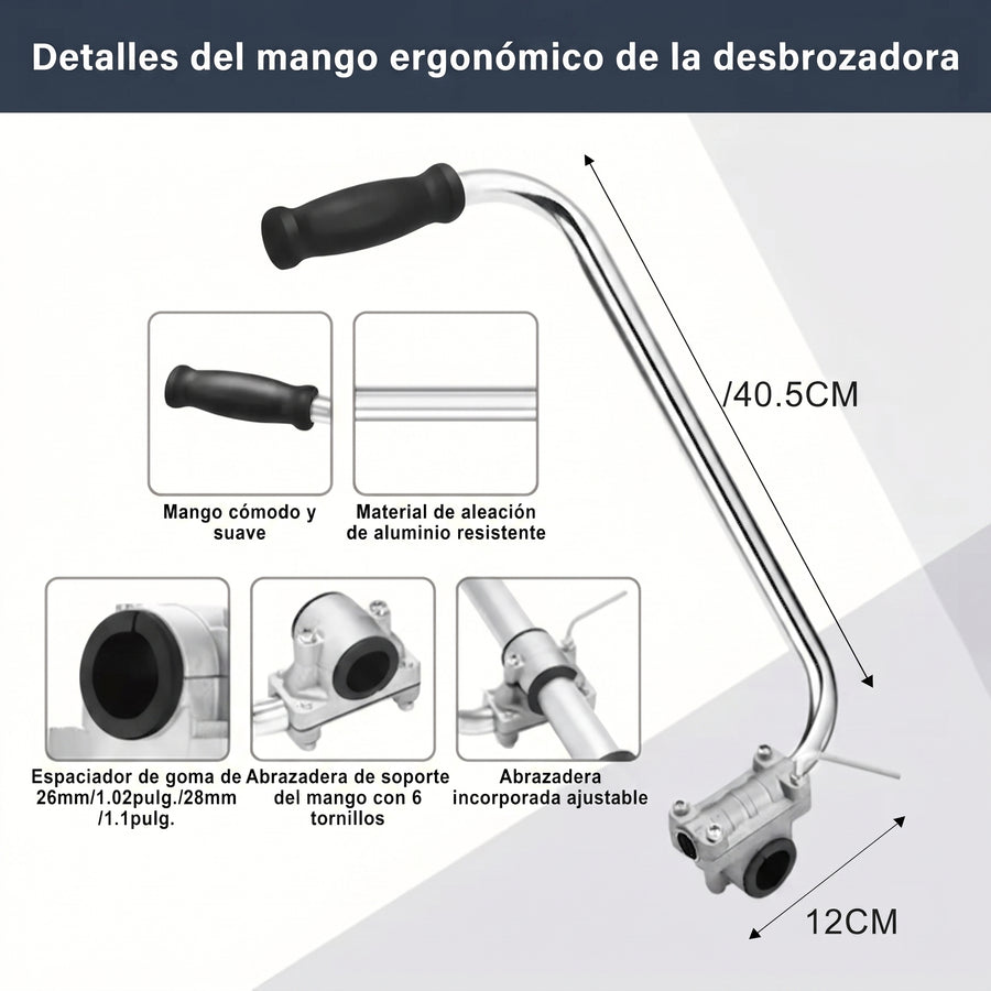 Mango ergonómico elevado con abrazadera y llave de montaje